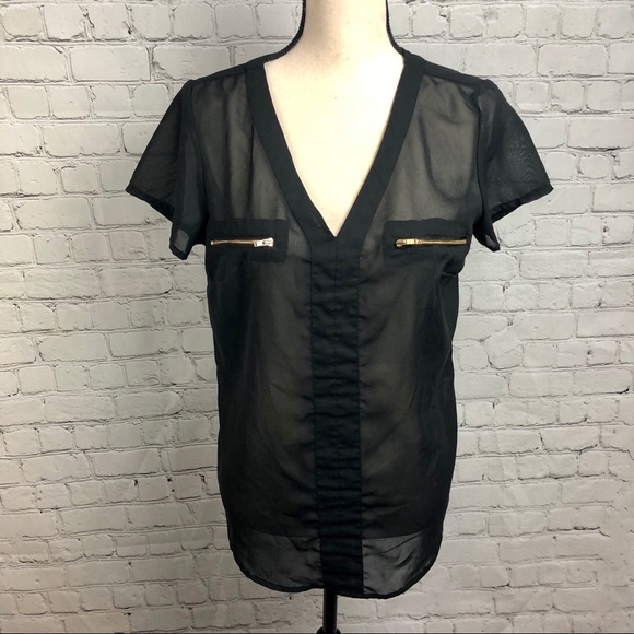 Cosmo&Co Sheer Zipper Blouse - Picture 1 of 5